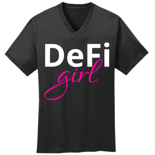 DeFi Girl Customizable - Core Cotton V Neck Tee Thumbnail